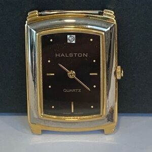 Vtg Halston Quartz Diamond Accent Watch 294-6L22
